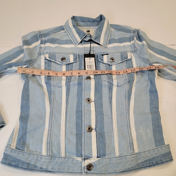G-Star Raw 3301 Vesp Blue Striped Denim Trucker Jacket Size Small NWT! - Picture 12 of 17